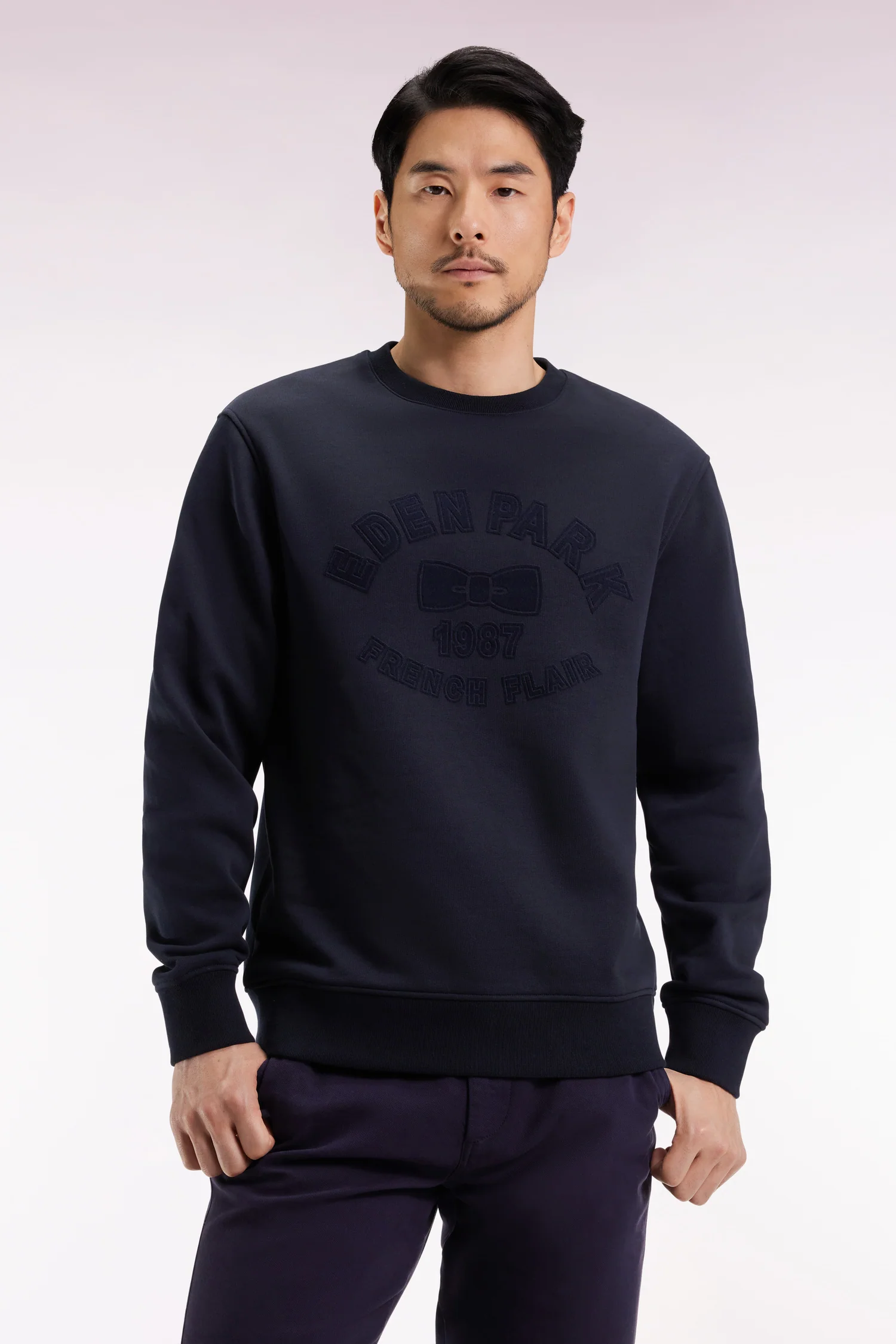 Sweatshirt à col rond en coton mélangé écru coupe Relaxed – Image 3