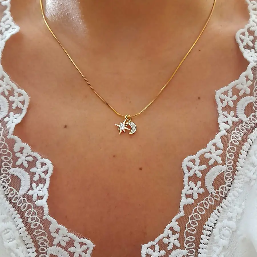 Collier LUNE ET ETOILE PLAQUE OR – Image 2